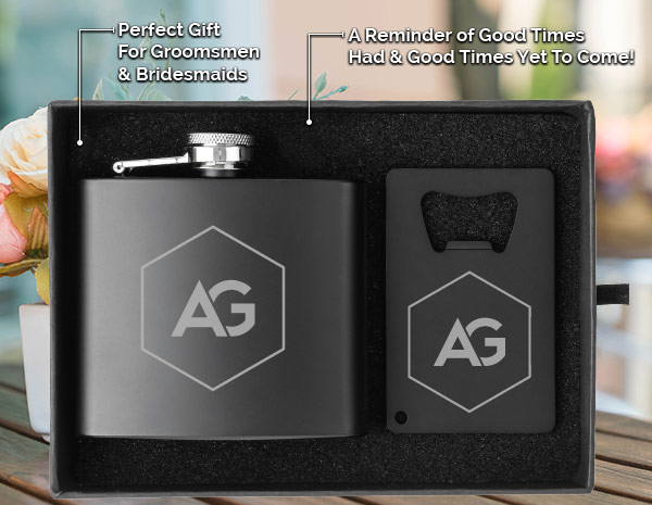 Crafter 5 OZ. Flask and Bottle Opener Gift Set